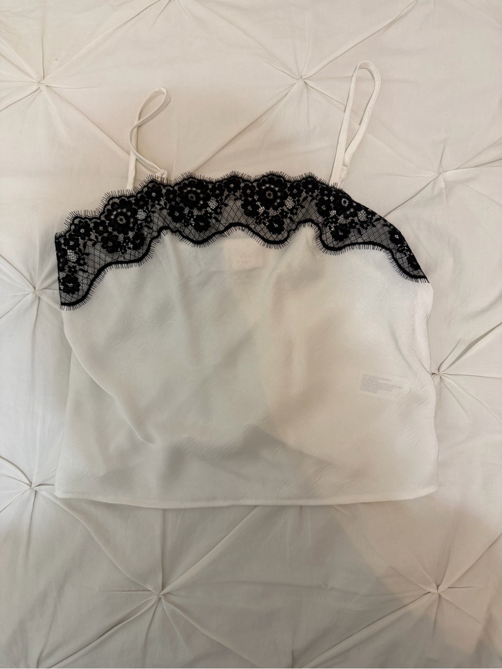 White Cami with Black Lace Trim
